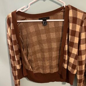 Forever 21 brown checkered cropped cardigan